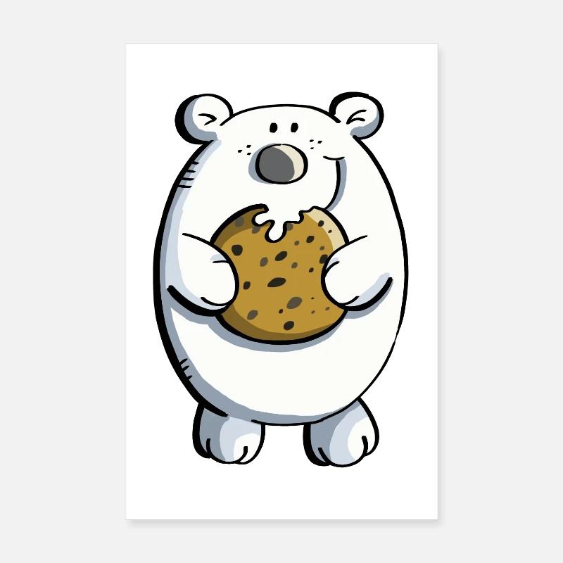 ours polaire doux avec un énorme biscuit Poster 20 x 30 cm