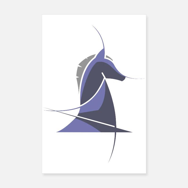 Chess Horse Modern – Conception abstraite des échecs Poster 20 x 30 cm
