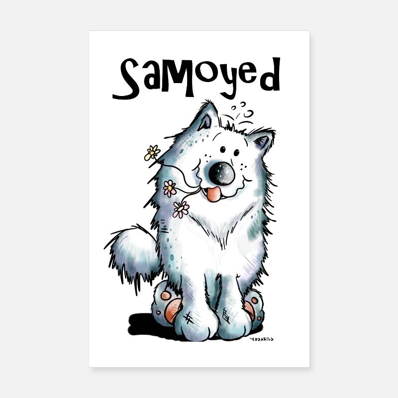 Drôle et mignon Samoyède Chien Poster 20 x 30 cm