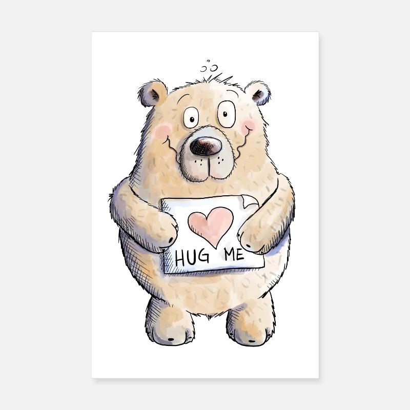 Hug Me Bär I Teddy Love Poster 20x30 cm