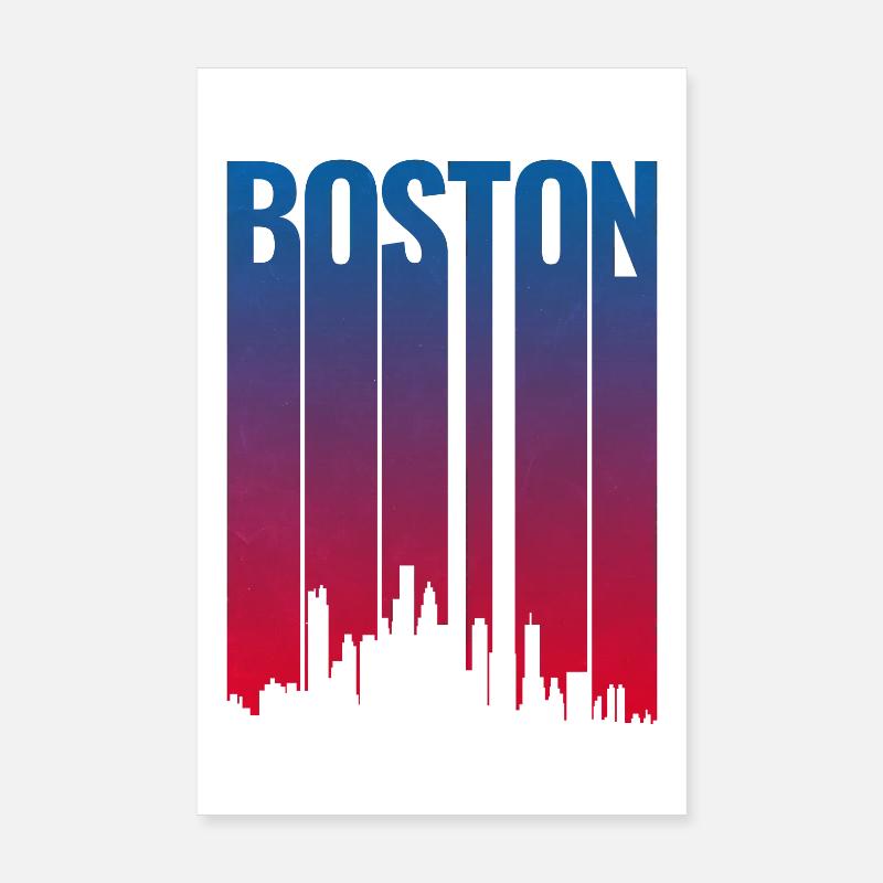 Boston Skyline Gradient Night Poster 20x30 cm
