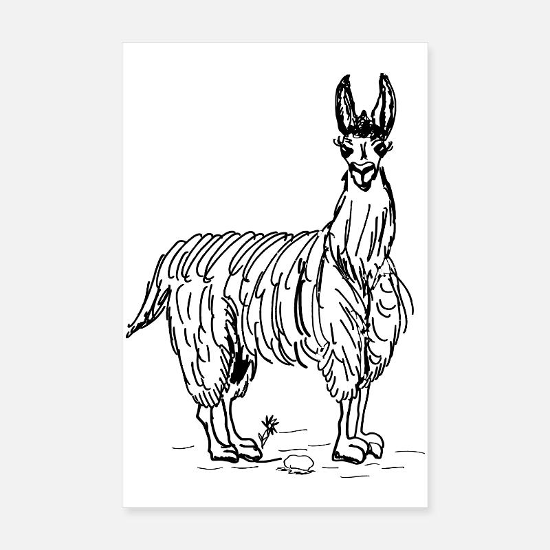 Lama - Poster 20x30 cm - Weiß