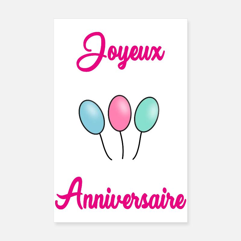 JOYEUX ANNIVERSAIRE - Poster 20 x 30 cm - blanc