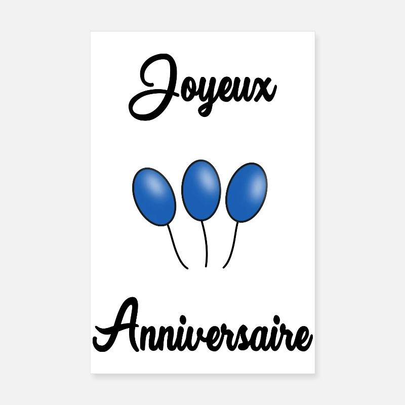 JOYEUX ANNIVERSAIRE - Poster 20 x 30 cm - blanc