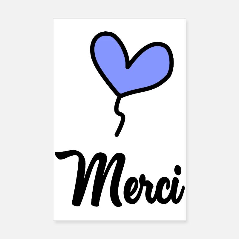 MERCI. THANKS. ANNIVERSAIRE. NAISSANCE. RETRAITE. - Poster 20 x 30 cm - blanc