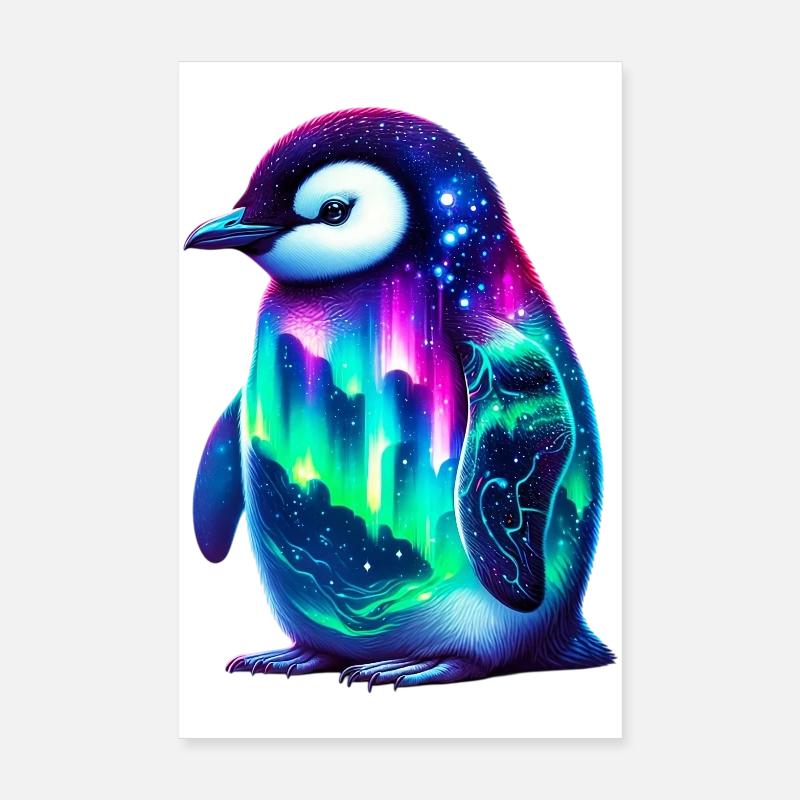 Manchot aurore boréale Poster 20 x 30 cm