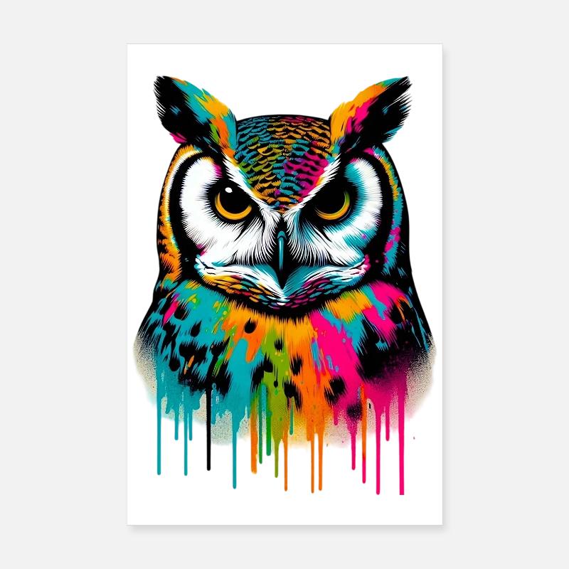 Eule - Poster 20x30 cm - Weiß