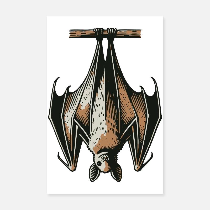 Chauve-souris - Poster 20 x 30 cm - blanc