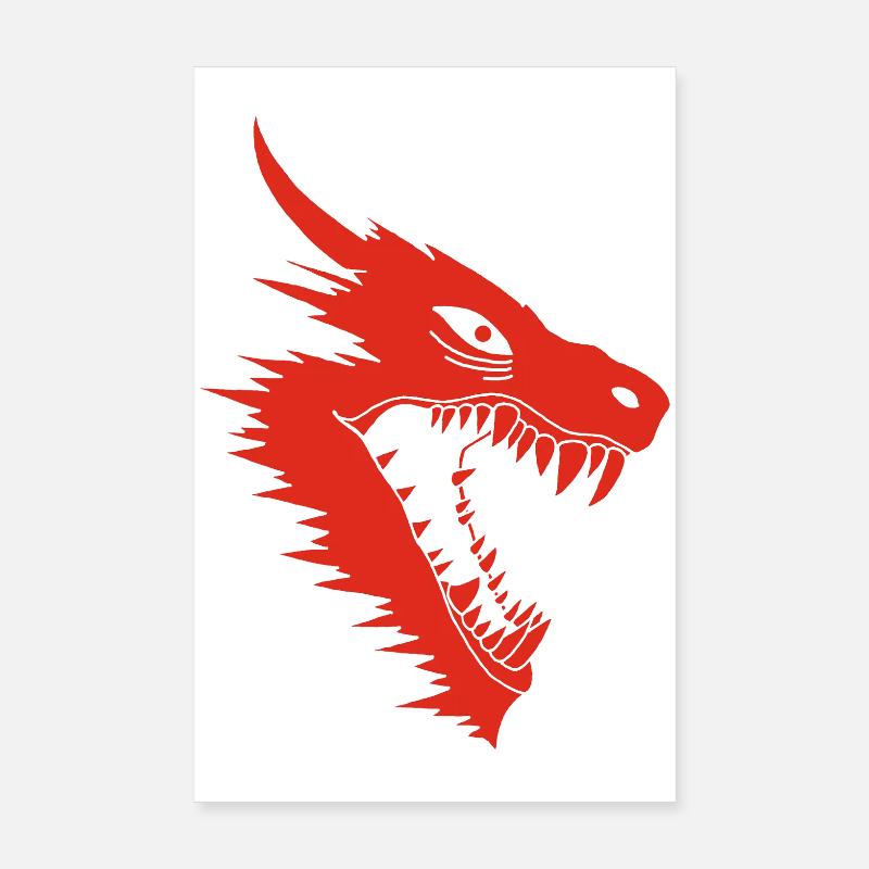 Red Dragon Attack - Poster 8" x 12" (20x30 cm) - white