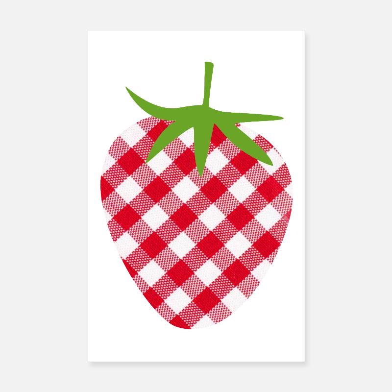 Erdbeere Muttertag kariert Frucht Obst Karo süß - Poster 20x30 cm - Weiß
