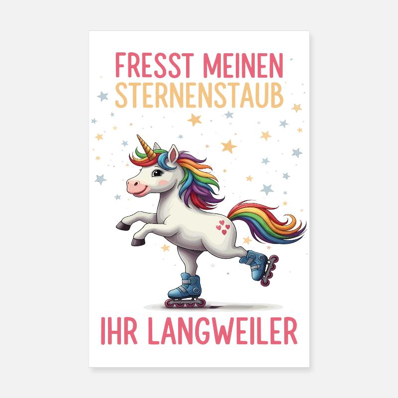 Rollschuh Einhorn Poster 20x30 cm