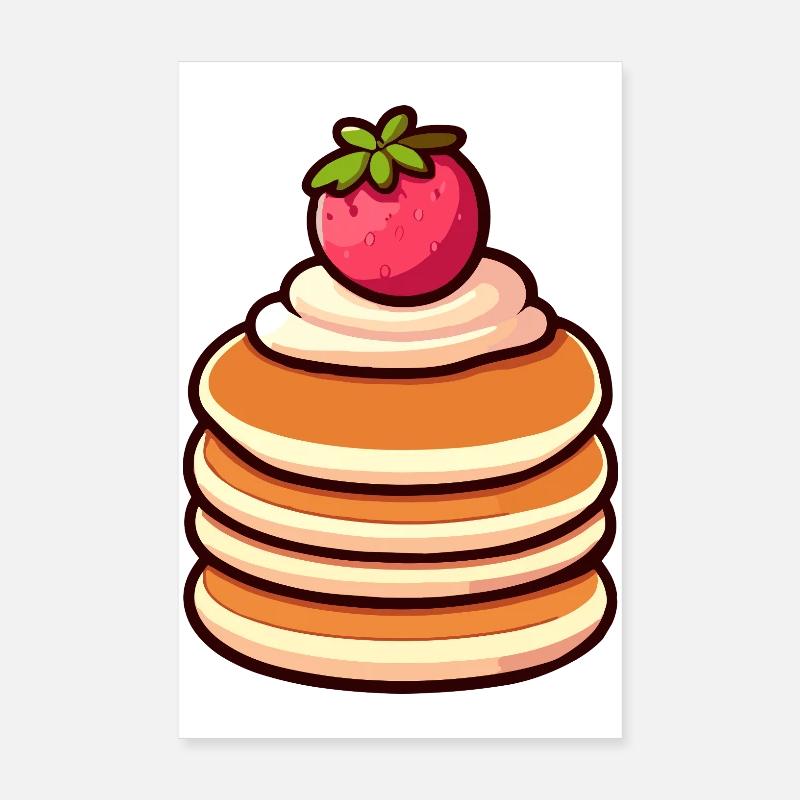 Erdbeer-Pfannkuchen-Illustration Poster 20x30 cm