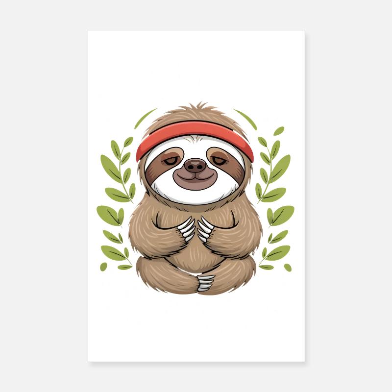 Soulfully Half Awake Sloth Design Poster 8" x 12" (20x30 cm)