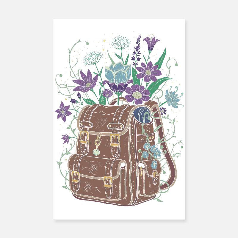Backpack with flowers Poster 8" x 12" (20x30 cm)