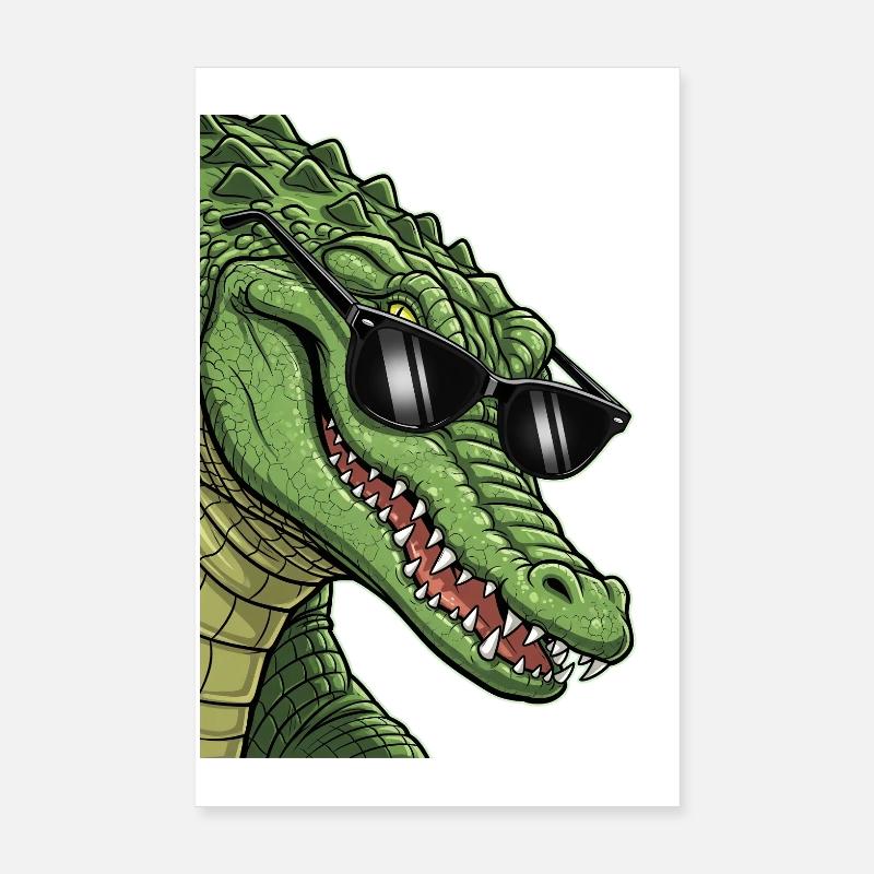Crocodile décontracté avec lunettes de soleil Poster 20 x 30 cm