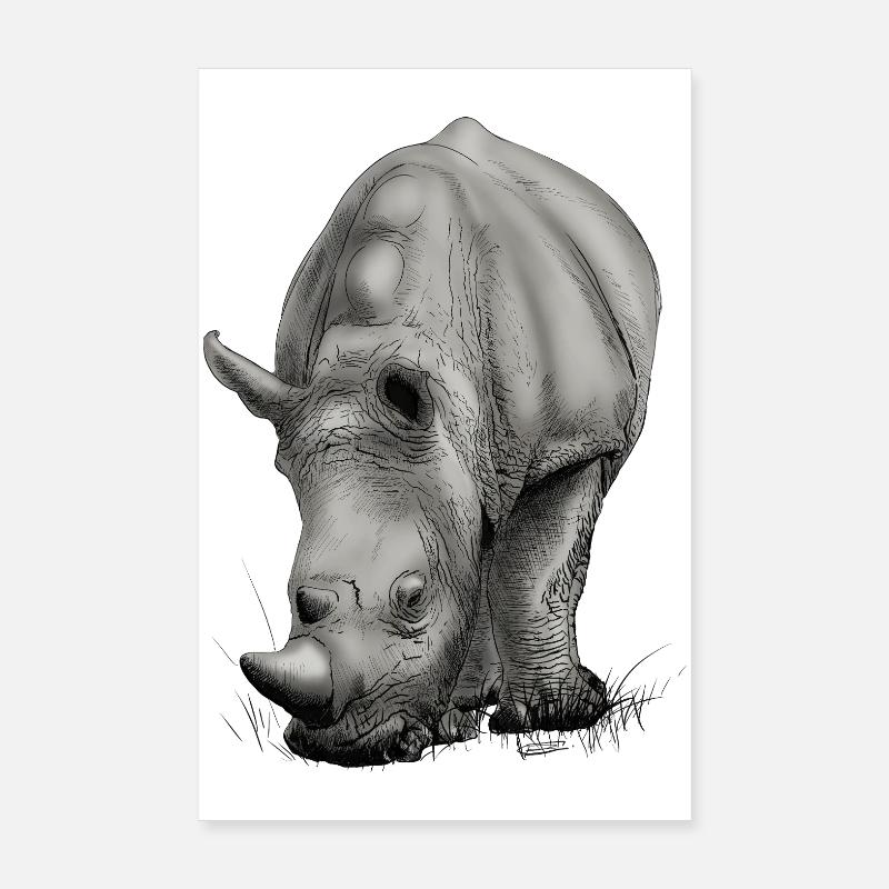 Conception créative réaliste de Rhino Poster 20 x 30 cm