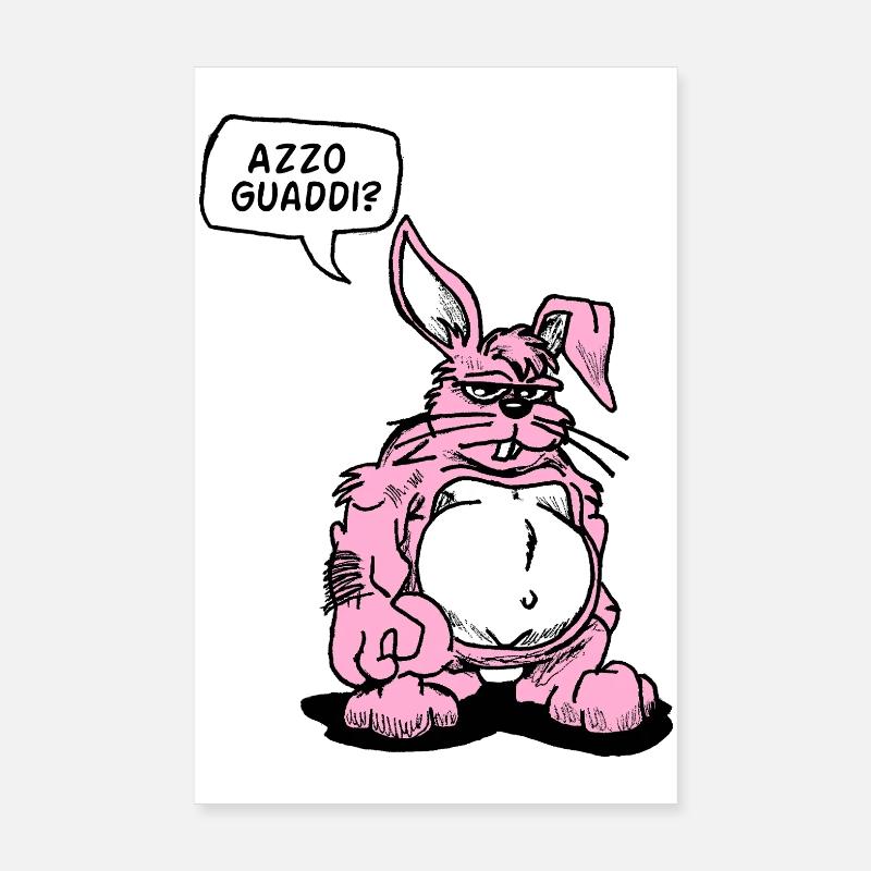 Ironic Cartoon Rabbit Poster 8" x 12" (20x30 cm)