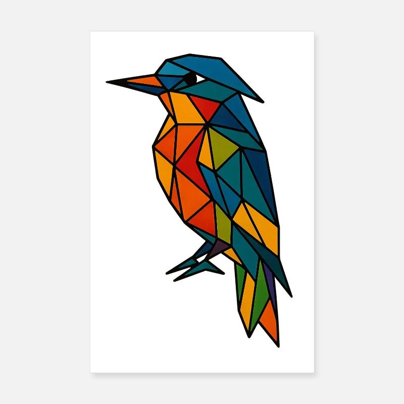 Abstrakter Geometrischer Vogel - Poster 20x30 cm - Weiß