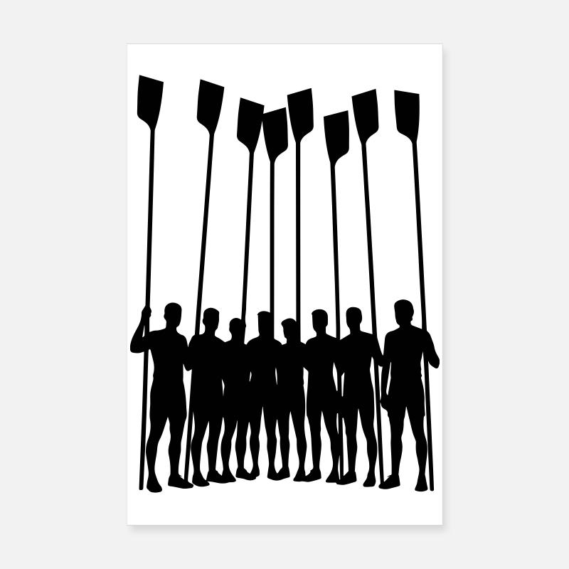 Équipe d’aviron Silhouette – Huit avec sangles | Ramer Poster 20 x 30 cm
