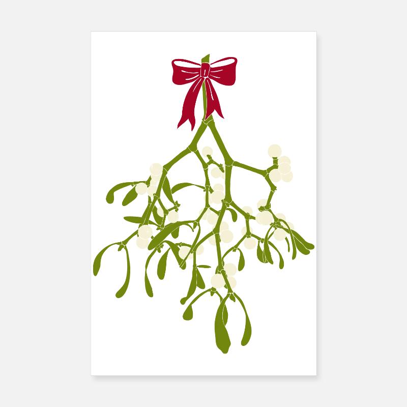 Gui avec ruban rouge - Décoration de Noël Poster 20 x 30 cm