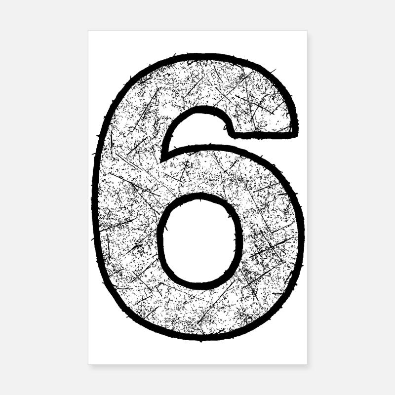 Six chiffres avec texture scratch Poster 20 x 30 cm
