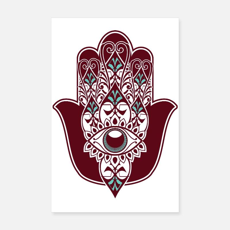 Hamsa œil mandala tatouage -topaz marron Poster 20 x 30 cm