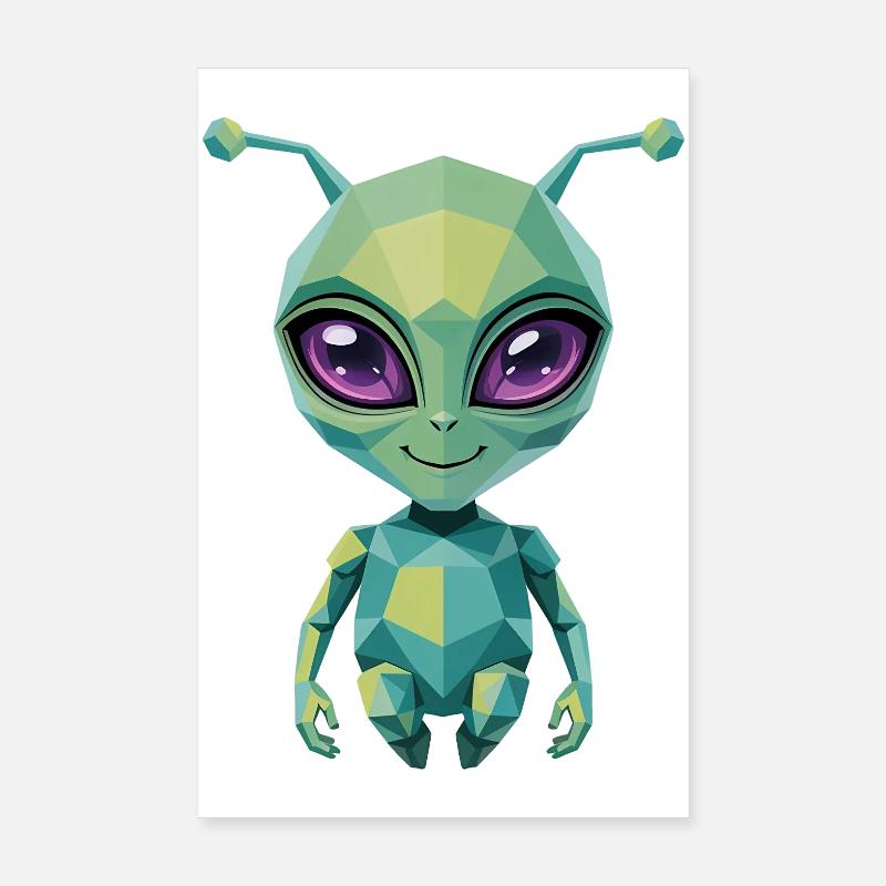 Alien - Cool Low Poly  Logo Poster 20 x 30 cm