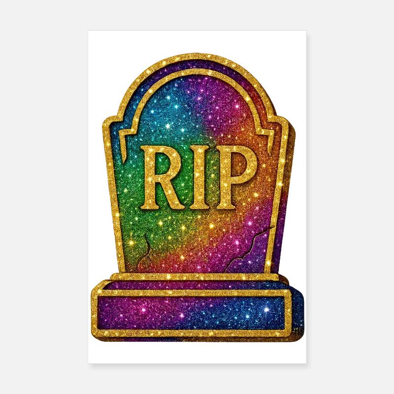Galactic RIP Tombstone Glitter Poster 8" x 12" (20x30 cm)