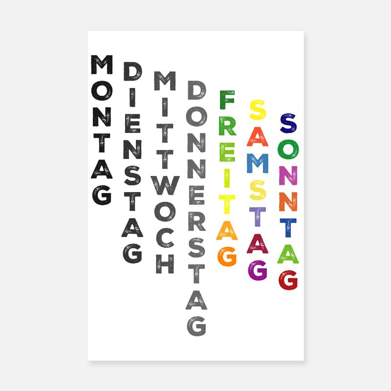 Die Woche , Freitag bis Sonntag - bunt - Poster 20x30 cm - Weiß
