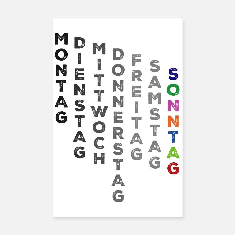 Die Woche Sonntag - bunt Poster 20x30 cm