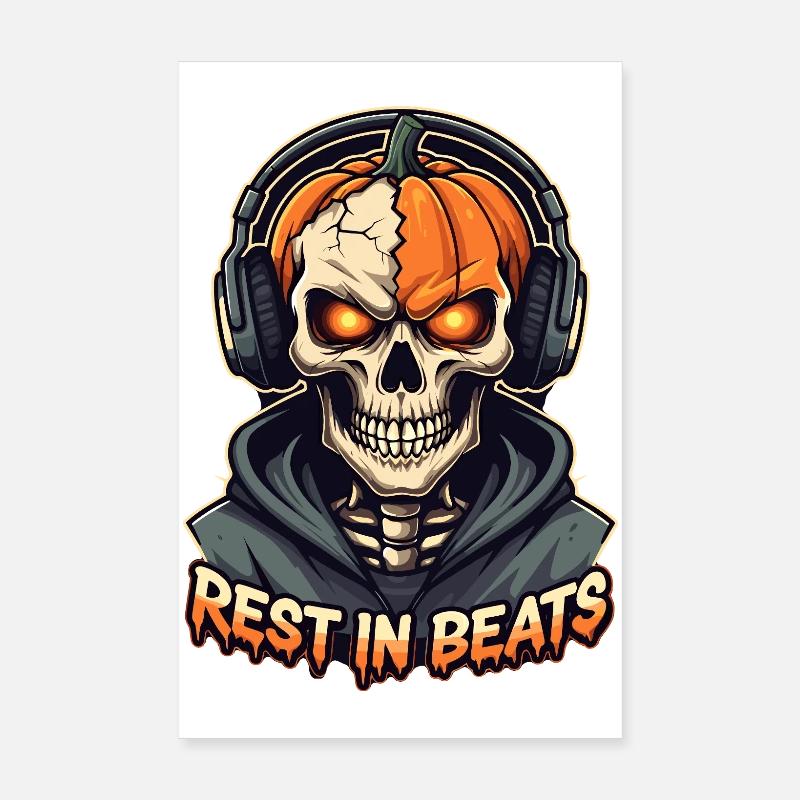 Rest in Beats Skull Kapuzenpullover Poster 20x30 cm