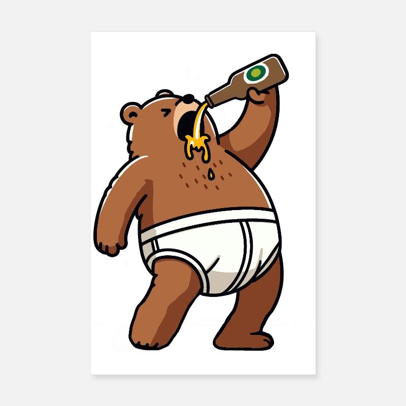 Bier Bärlin Bär Unterhose Suff Berlin Party Poster 20 x 30 cm