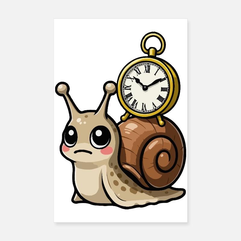 Snail with clock on shell Poster 8" x 12" (20x30 cm)