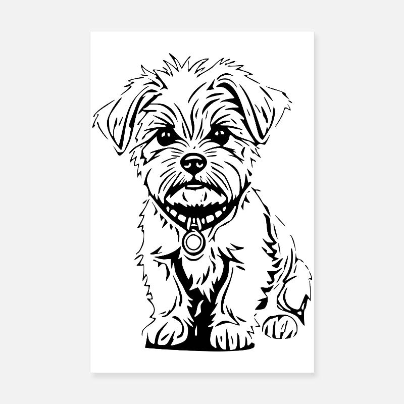 Le petit chien noir mignon Poster 20 x 30 cm