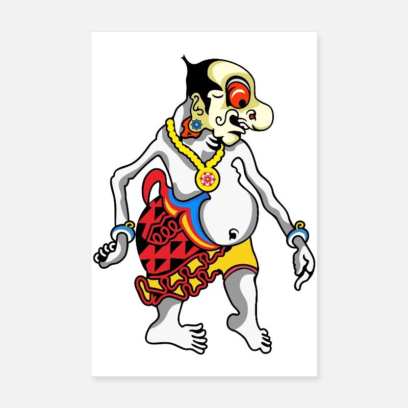 Grotesque Oni Harlequin Tee - Poster 20x30 cm - Weiß