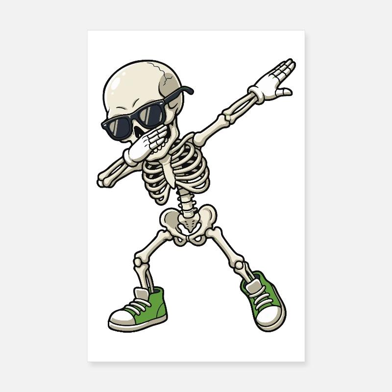 Dab Skeleton Cartoon Poster 20 x 30 cm