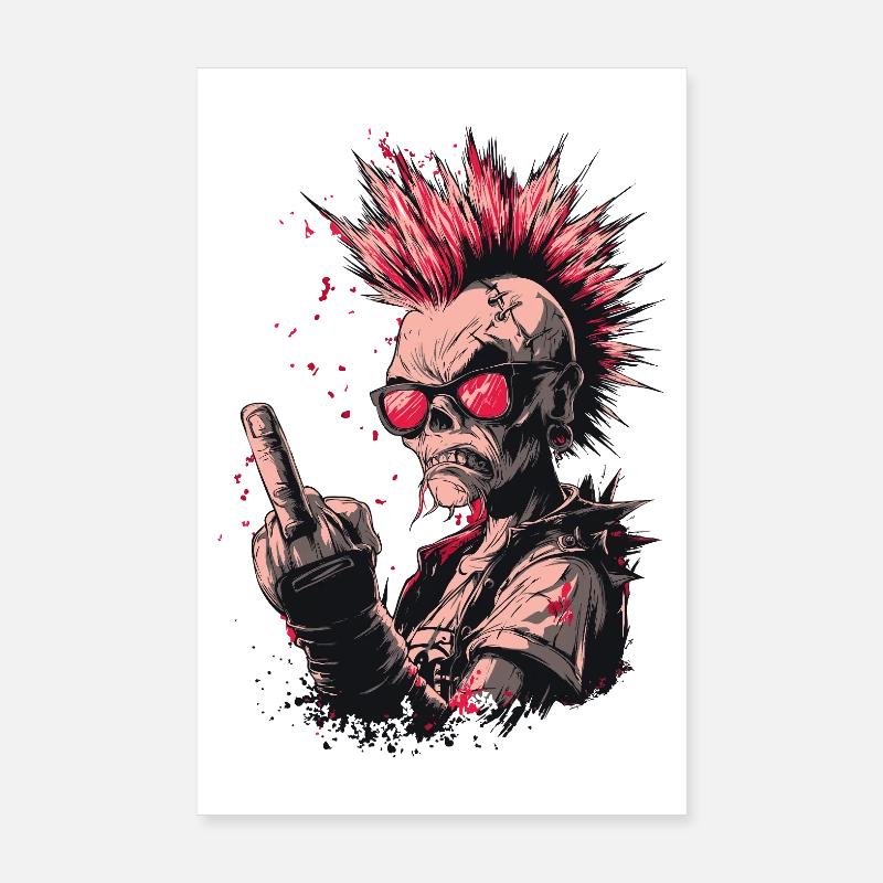Punk Skeleton Style Poster 20x30 cm