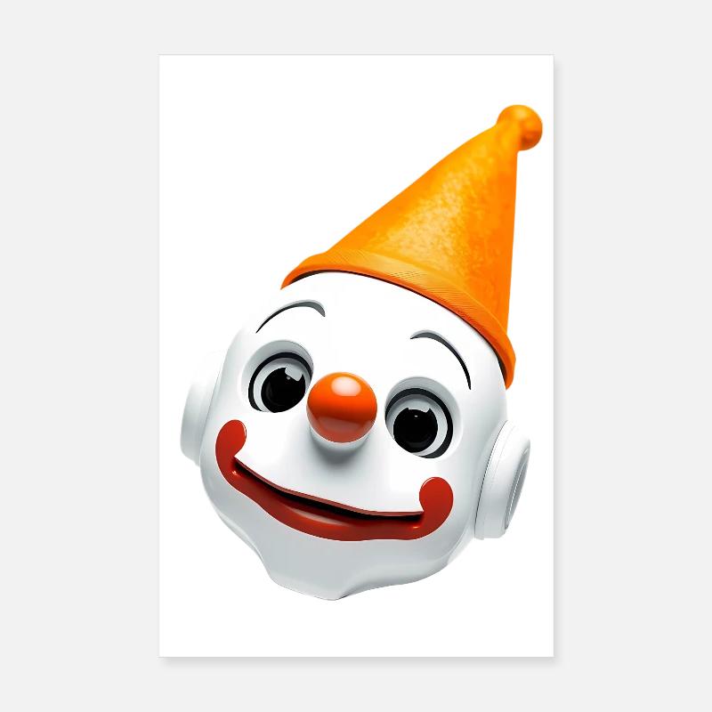 Clown face with orange hat Poster 8" x 12" (20x30 cm)