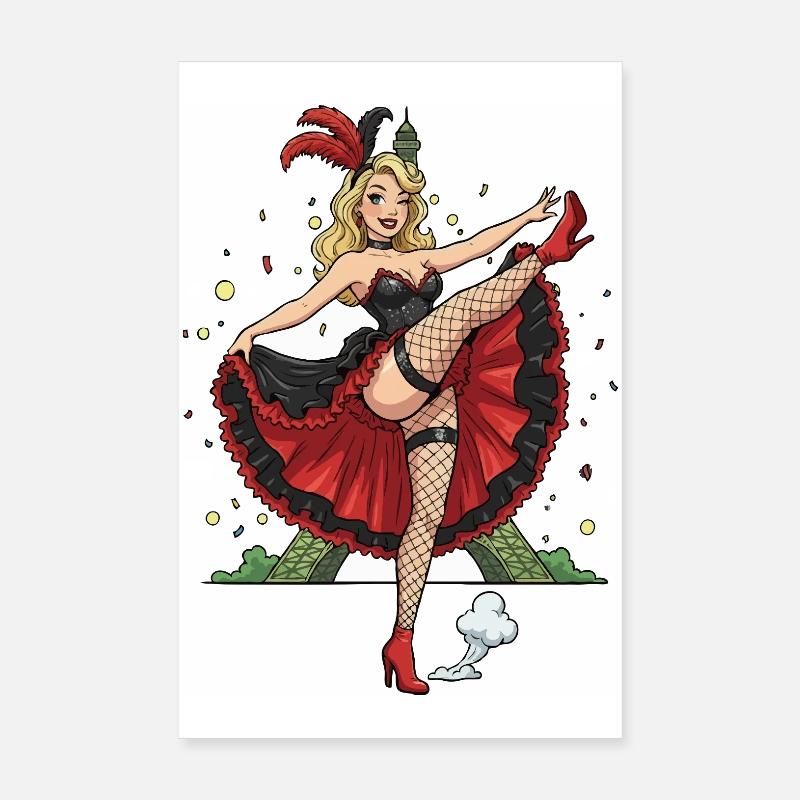 Paris cancan pinup Poster 8" x 12" (20x30 cm)