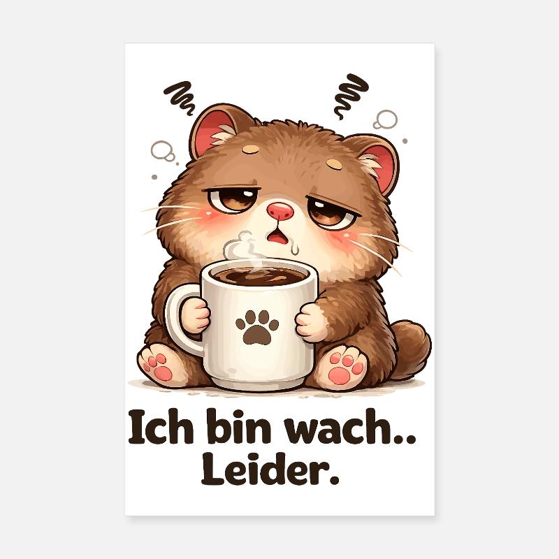 Cuddly Kitten Coffee Tired Poster 8" x 12" (20x30 cm)