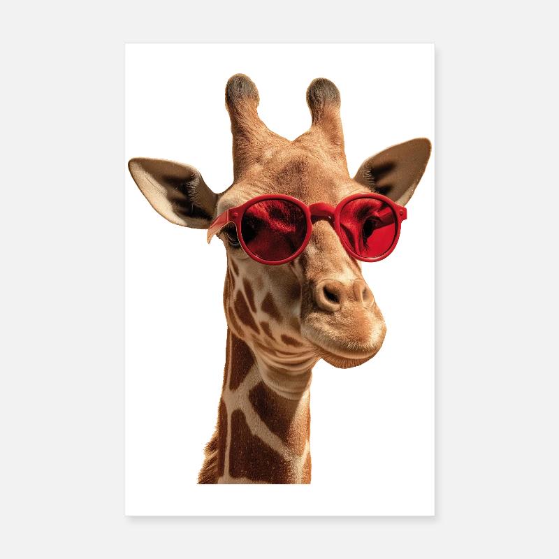 Giraffe Sunglasses Poster 8" x 12" (20x30 cm)