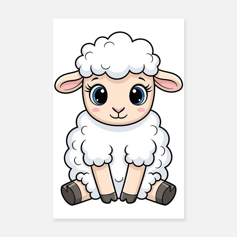 Cuddly Lamb Cartoon Poster 8" x 12" (20x30 cm)