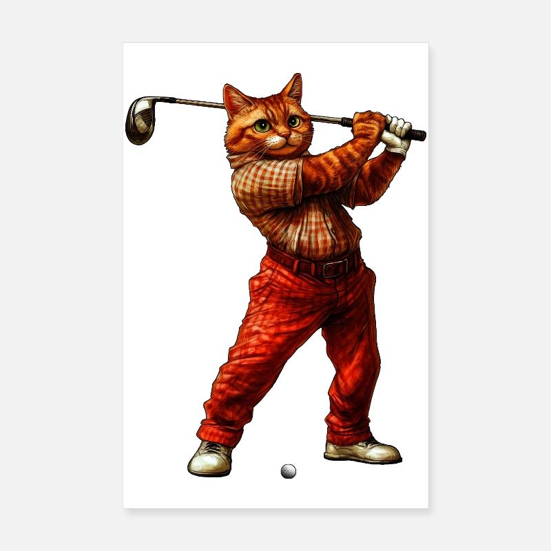 Cats Golf Poster 20 x 30 cm