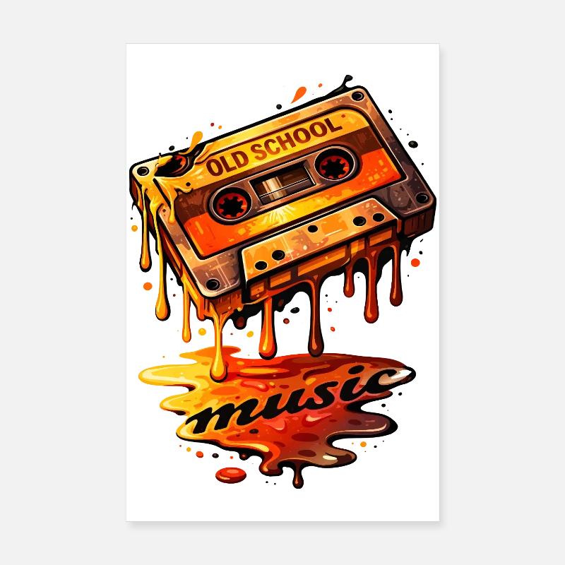 Illustration de cassette Old School Fondant - Poster 20 x 30 cm - blanc