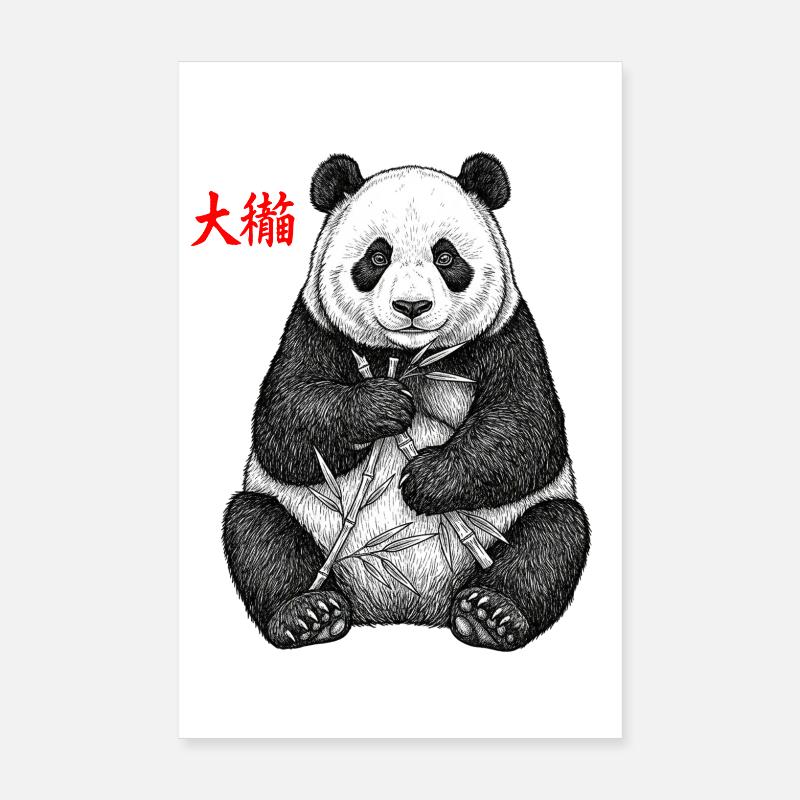 Asian Panda Poster 8" x 12" (20x30 cm)