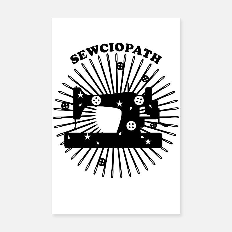Sewciopath - Black Design Poster 8" x 12" (20x30 cm)