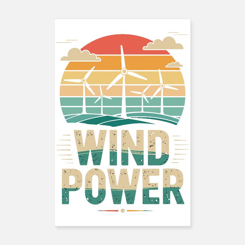 Wind Power Renewable Energy Wind Turbines Poster 8" x 12" (20x30 cm)