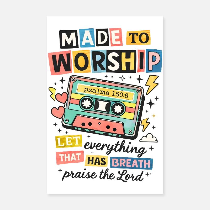 Made to Worship Retro Cassette Poster 20 x 30 cm