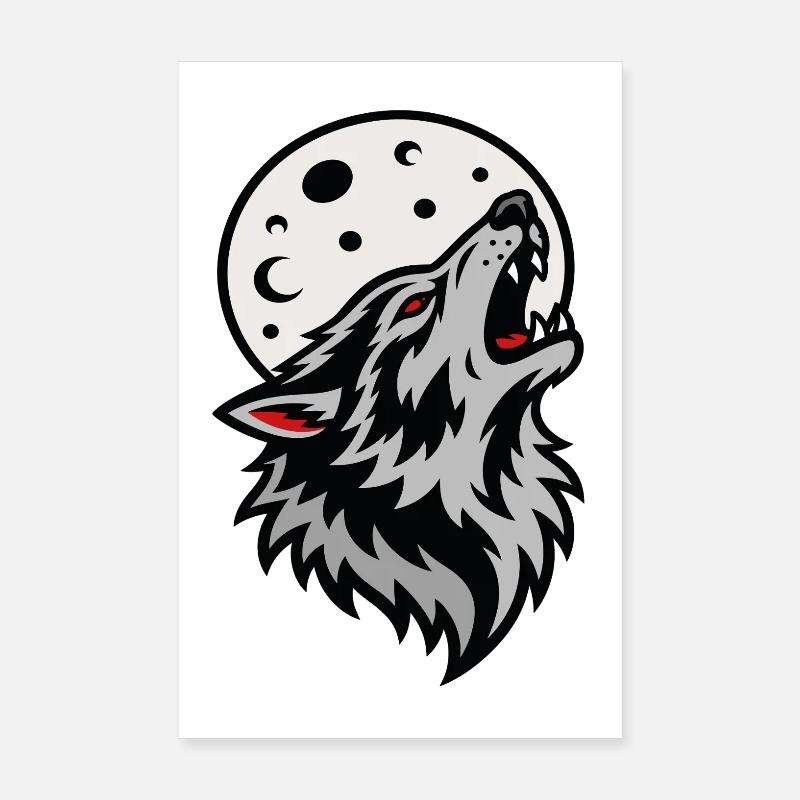 Wolf howling under the mystical full moon Poster 8" x 12" (20x30 cm)