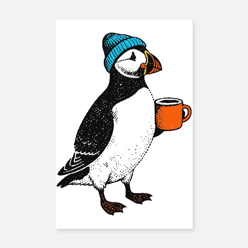 Coffee Puffin Poster 8" x 12" (20x30 cm)